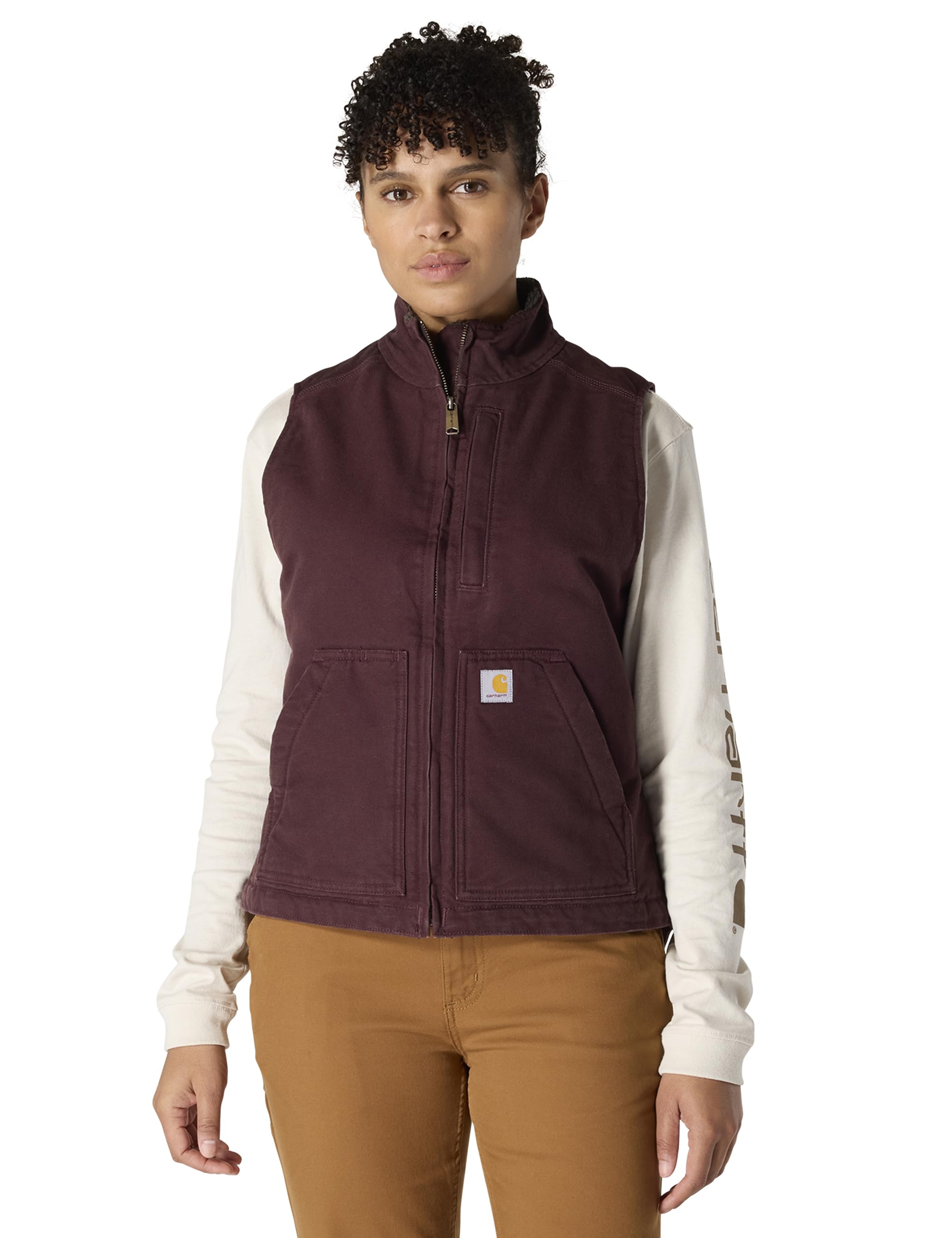 Carhartt Women's Relaxed Fit Washed Duck Sherpa-Lined Mock-Neck